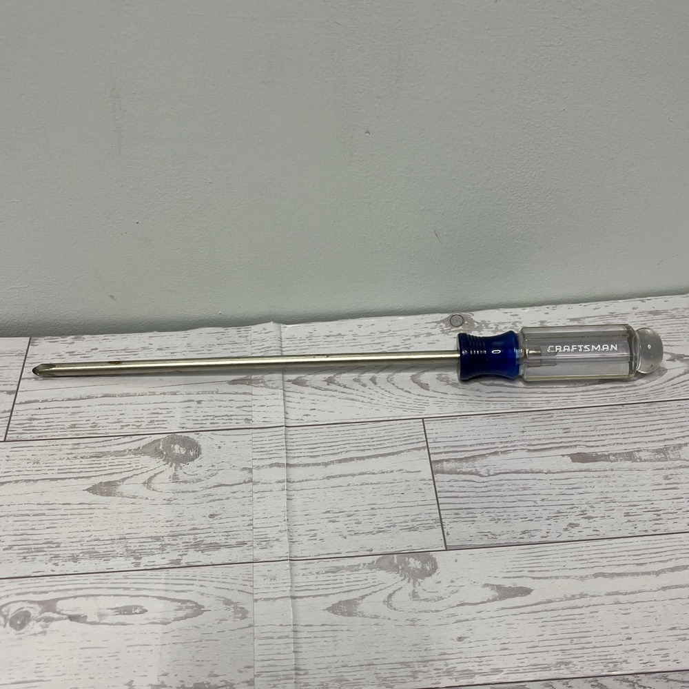 Craftsman 41296 Phillips P2 Screwdriver Long Reach Made in USA Blue Clear Handle